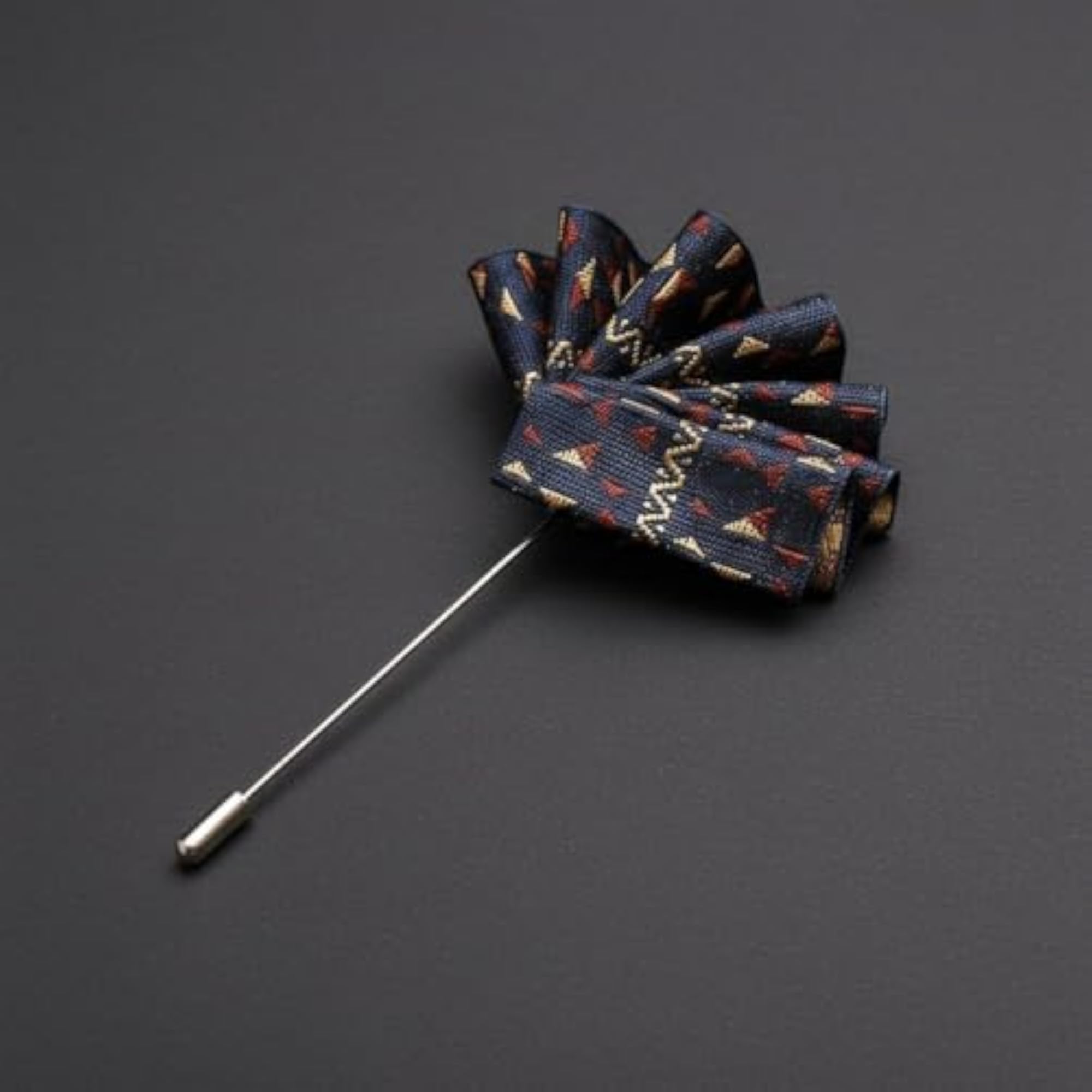 Men's Elegant Flower Design Suit Boutonniere Lapel Pin with Pocket Square
